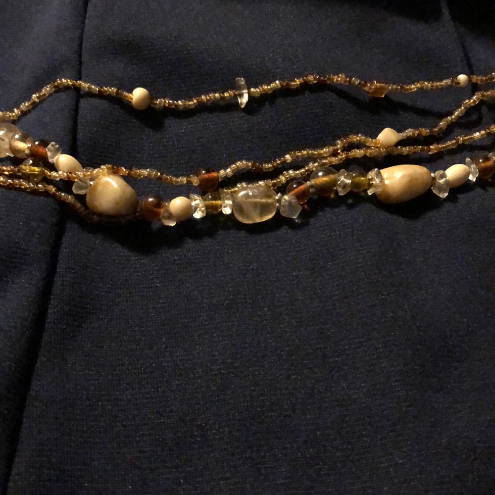Stone and glass bead necklace 4 strands jewelry